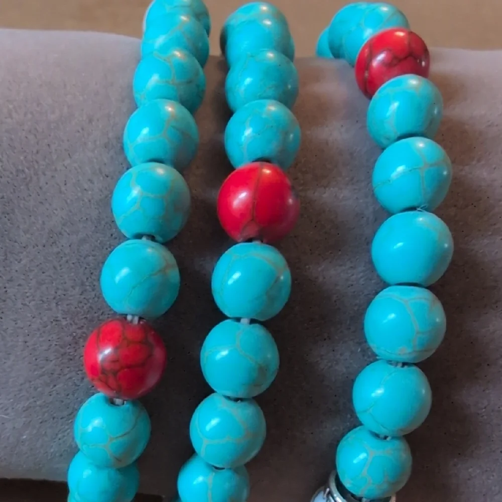 Chic Western White and Turquoise Color Beaded Bracelet Set